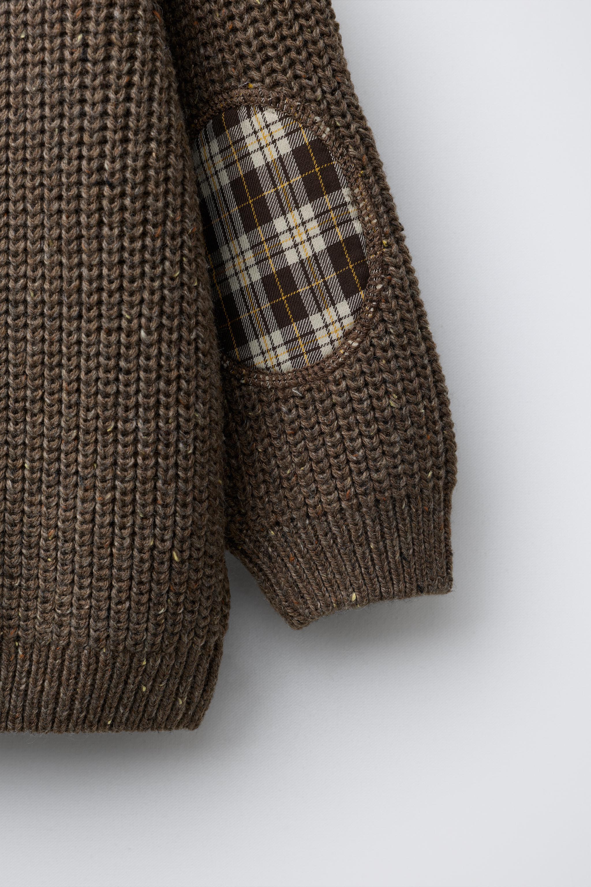 CHUNKY KNIT SWEATER WITH ELBOW PATCHES